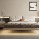 High Quality Special Led Lights Bed Leather Headboard Sofa Luxury Size Hotel Home Bedroom Creative Furniture Hanging Bed - Image 3