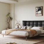 Modern Latest Double Bed Italian Luxury Upholstered Bed Custom Queen Leather Bed Bedroom Furniture Set - Image 3