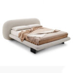 Italian Modern Simple Bedroom king Size Cloth Bed Simple Bedroom Designer Furniture Lamb Wool Fabric Loft Hotel Double Beds - Image 4