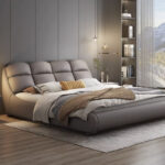 Luxury Comfortable Headboard With Pillow King Size White Genuine Leather Bed for Bedroom Furniture - Image 3