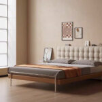Modern Style Designer Master Bedroom Solid Wood Bed Simple Fashionable Luxurious Leather Upholstery - Image 3