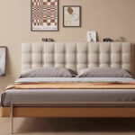 Modern Style Designer Master Bedroom Solid Wood Bed Simple Fashionable Luxurious Leather Upholstery - Image 2