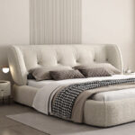 Modern Light Luxury Bedroom Furniture Solid Wood High End Soft Fabric Customized Upholstered Double Bed - Image 2