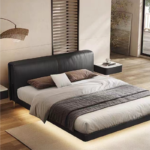 Luxury King Size Solid Wood Bed Frame Upholstered Soft Queen Bed Modern Bedroom Furniture Floating Vintage Double Bed Smart - Image 3